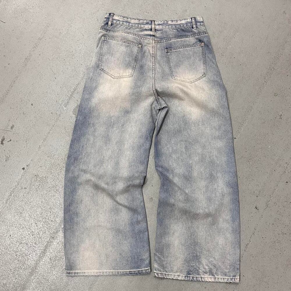BLEACH WASH WIDE LEG BAGGY DENIM 30 WAIST - Picture 2 of 6